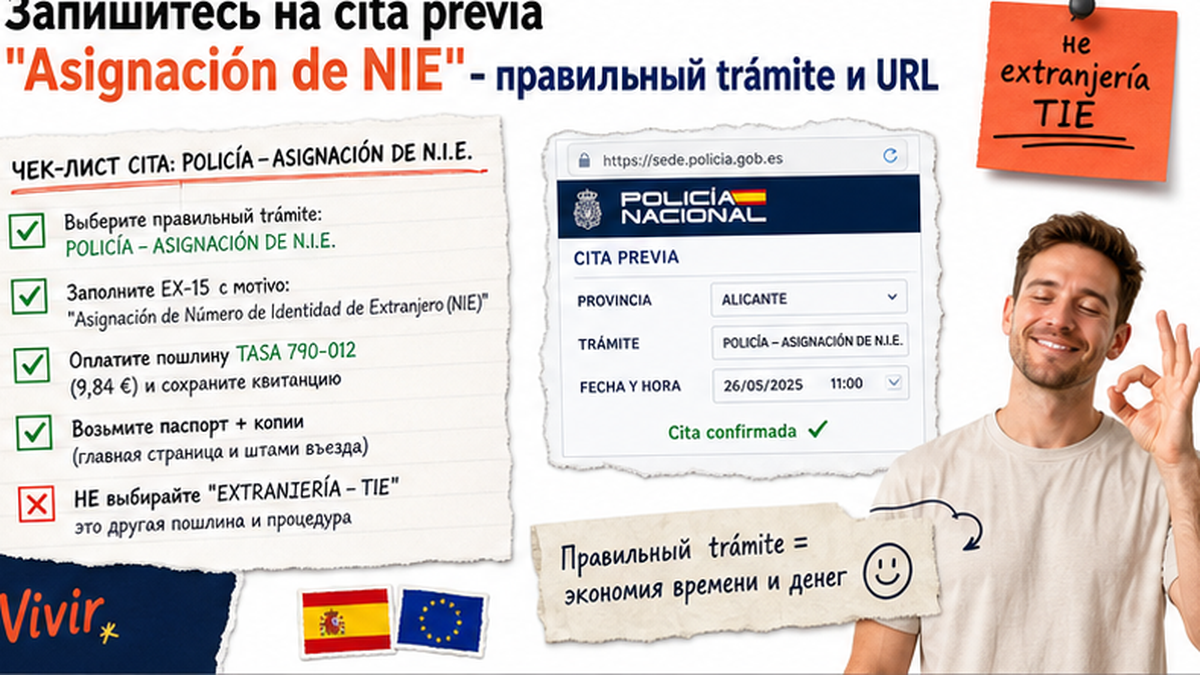 Чеклист / printable board: Запишитесь на cita previa 