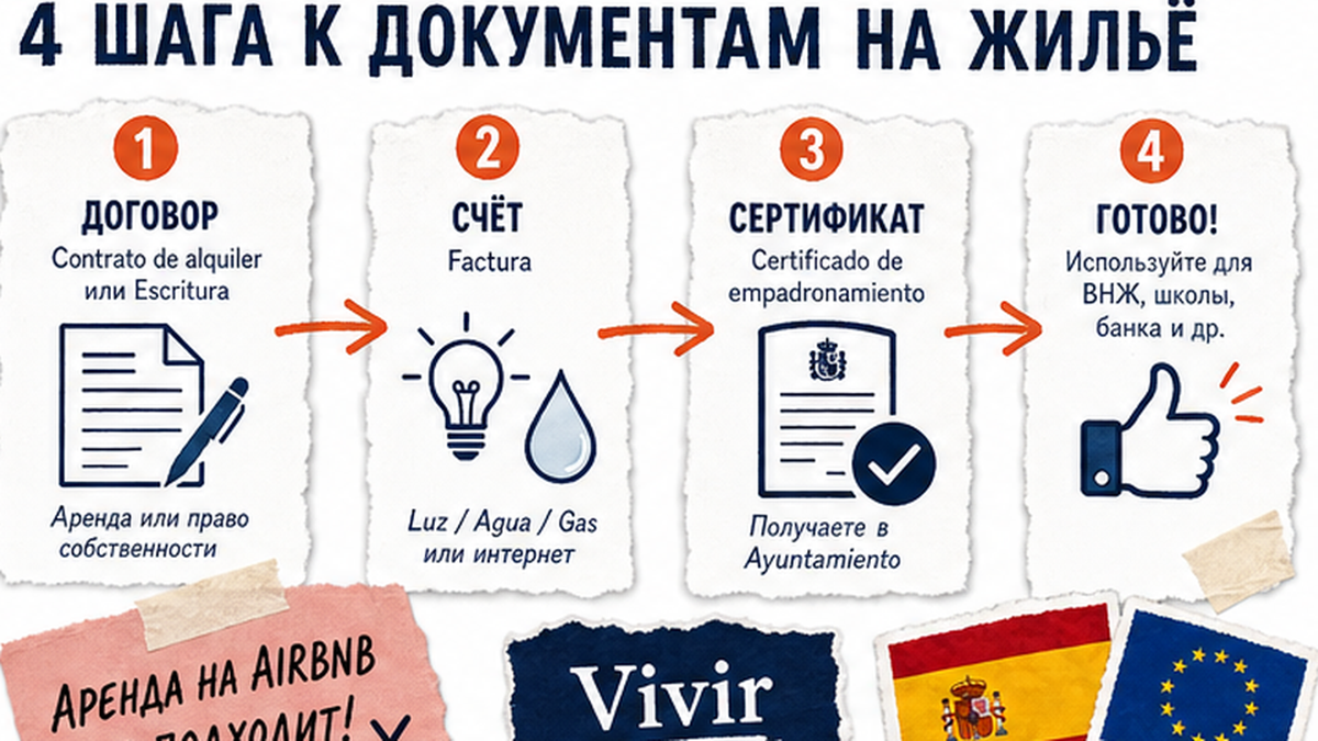 Схема сценариев жилья и пакета документов для empadronamiento