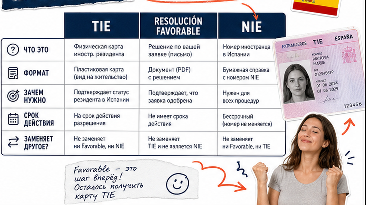 Сравнение TIE, resolución favorable и NIE: что за что отвечает