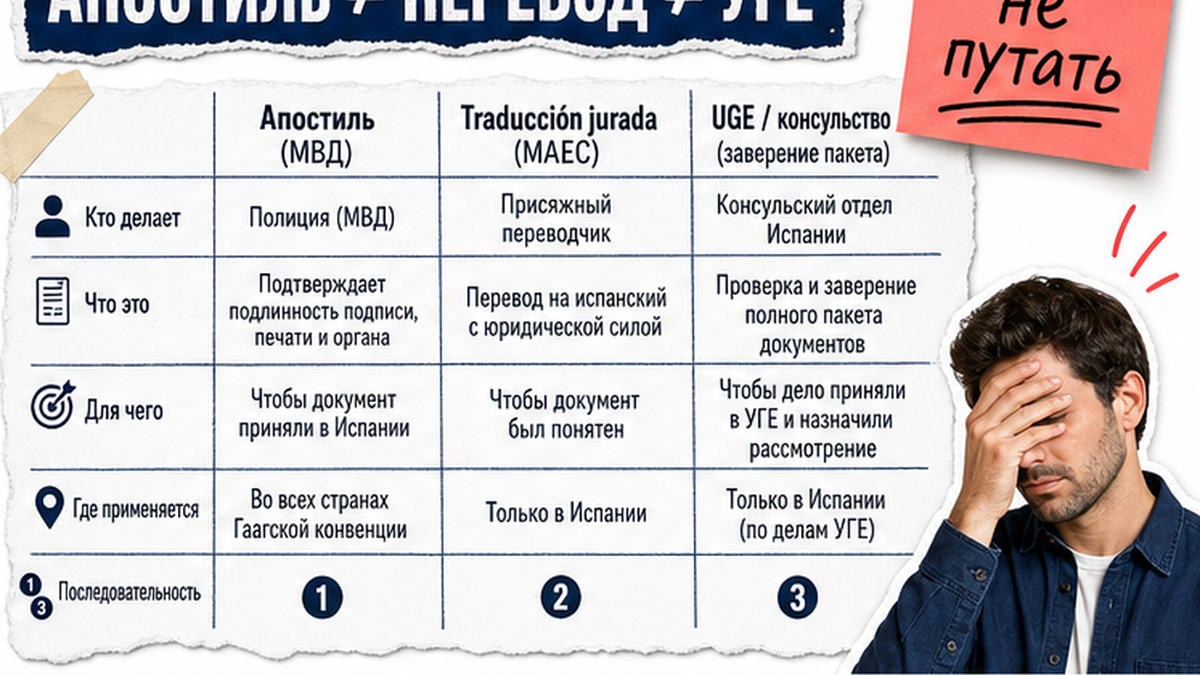 Сравнение apostille и jurado: что принимают UGE и консульство