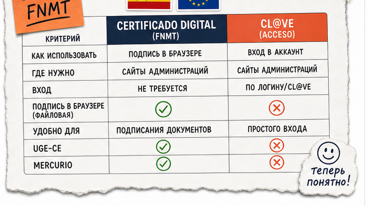 Сравнение Certificado Digital и Cl@ve для подачи и продления ВНЖ