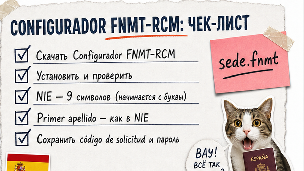 Чеклист: установка Configurador FNMT-RCM и подача solicitud