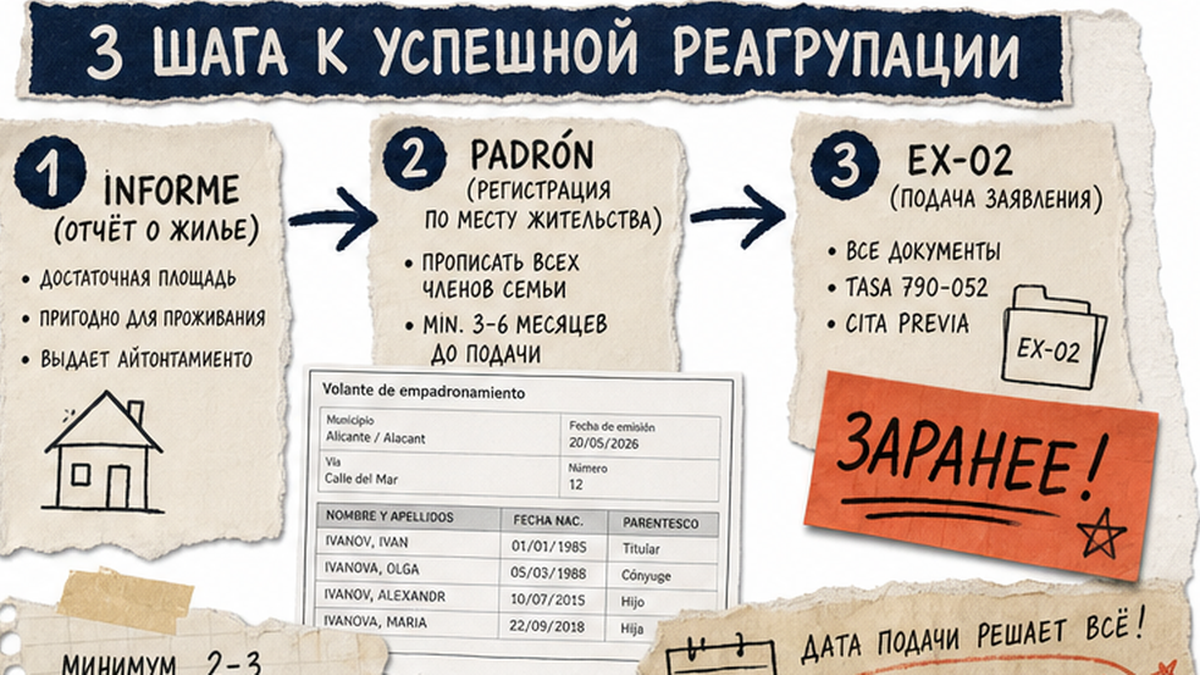 Схема: informe de habitabilidad и padrón заранее перед подачей